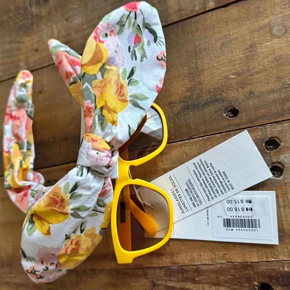 Janie and Jack Bright Yellow Sunglasses with Floral Headband